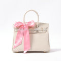 Fashion latest poly satin solid color handbag with scarf